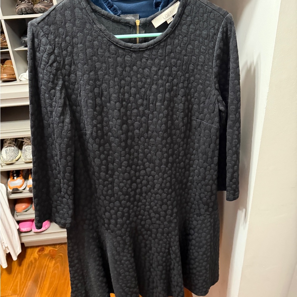 LOFT Adorable Black Textured Dress
